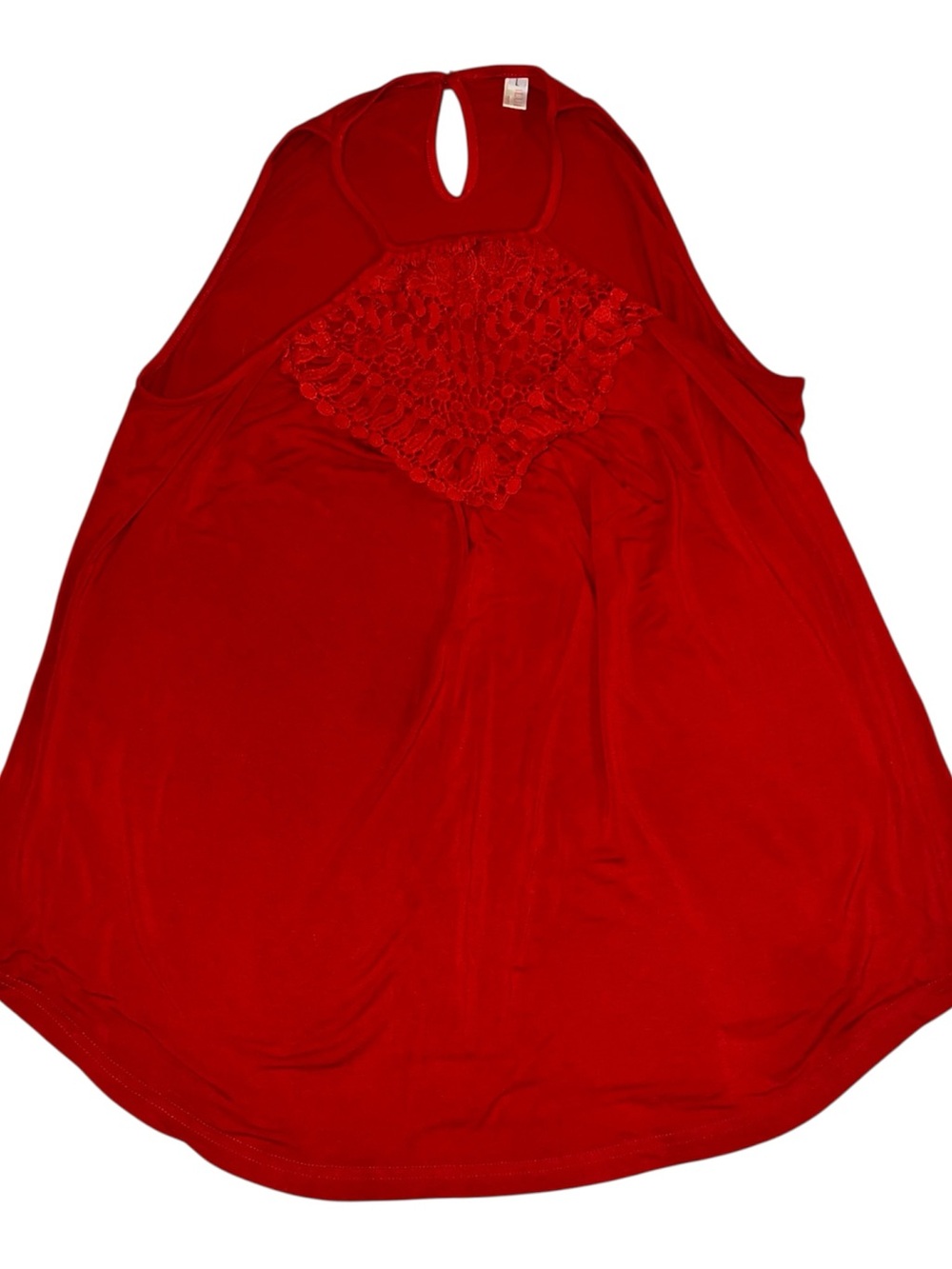 Red Crochet Yoke Sleeveless Blouse